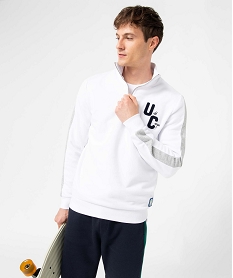 sweat homme a col camionneur zippe - camps united blancD332801_2