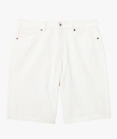 bermuda homme en toile denim coupe large blanc shorts en jeanD334601_3