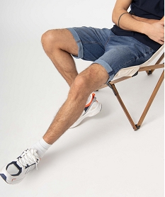 bermuda homme en jean extensible delave gris shorts en jeanD334801_1