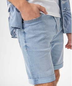 bermuda homme en jean extensible delave bleuD334901_2