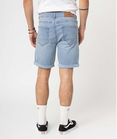 bermuda homme en jean extensible delave bleu shorts en jeanD334901_3