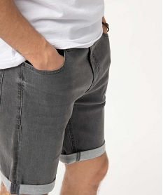 bermuda homme en jean extensible delave gris shorts en jeanD335001_2