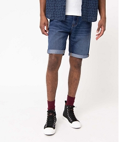 bermuda en jean homme fin et souple gris shorts en jeanD335201_2