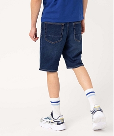 bermuda en jean homme extensible coupe droite bleu shorts en jeanD335301_3