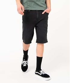 bermuda en jean homme extensible coupe droite noir shorts en jeanD335601_1