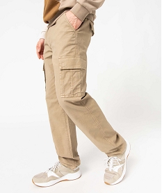 pantalon homme coupe cargo en coton stretch beige pantalons de costumeD336501_1