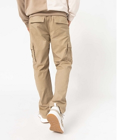 pantalon homme coupe cargo en coton stretch beige pantalons de costumeD336501_3