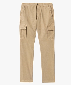 pantalon homme coupe cargo en coton stretch beige pantalons de costumeD336501_4