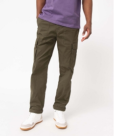 pantalon homme coupe cargo en coton stretch vert pantalons de costumeD336601_2