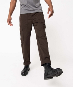 pantalon homme coupe cargo en coton stretch brun pantalons de costumeD336701_1