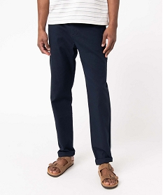 GEMO Pantalon homme coupe chino en lin mélangé Bleu