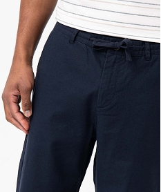 pantalon homme coupe chino en lin melange bleu pantalons de costumeD337101_2