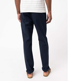 pantalon homme coupe chino en lin melange bleu pantalons de costumeD337101_3