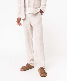 pantalon homme coupe chino en lin melange beige pantalons de costumeD337201_1