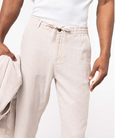 pantalon homme coupe chino en lin melange beige pantalons de costumeD337201_2