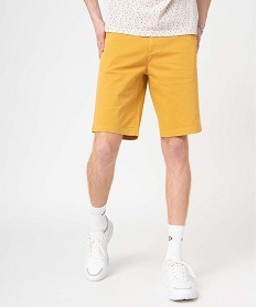 GEMO Bermuda coupe chino en toile stretch homme jaune standard