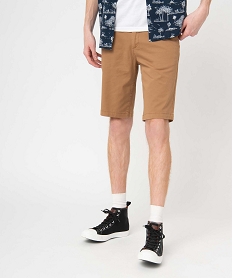 GEMO Bermuda coupe chino en toile stretch homme marron standard