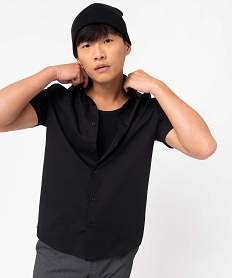 chemise homme a manches courtes coupe regular - repassage facile noir chemise manches courtesD339401_2