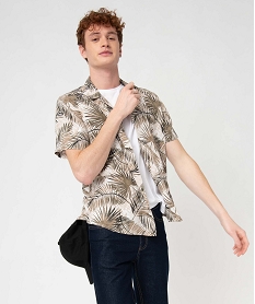 GEMO Chemise homme à manches courtes tropical en viscose fluide imprimée Imprimé