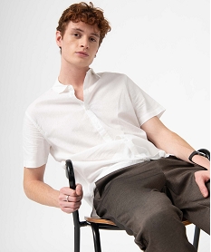 chemise homme a manches courtes en lin melange blanc chemise manches courtesD339901_1