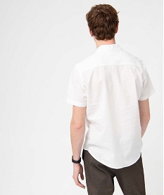 chemise homme a manches courtes en lin melange blanc chemise manches courtesD339901_3
