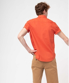 chemise homme a manches courtes en lin melange orangeD340001_3