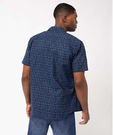 chemise homme a manches courtes en lin melange motif feuillage imprime chemise manches courtesD340201_3