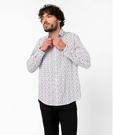 chemise homme coupe droite a motif fleuri blancD340901_1