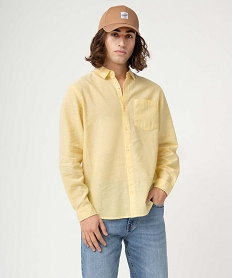 chemise homme a manches longues en lin melange jaune chemise manches longuesD341801_2