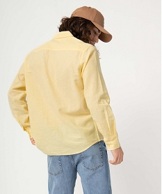 chemise homme a manches longues en lin melange jaune chemise manches longuesD341801_3