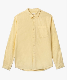 chemise homme a manches longues en lin melange jaune chemise manches longuesD341801_4