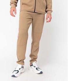 pantalon homme en maille a poches zippees et taille elastiquee beigeD342601_1