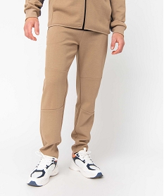 pantalon homme en maille a poches zippees et taille elastiquee beige pantalonsD342601_1