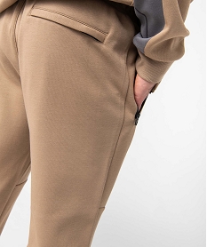 pantalon homme en maille a poches zippees et taille elastiquee beigeD342601_2