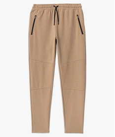 pantalon homme en maille a poches zippees et taille elastiquee beigeD342601_4