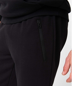 pantalon homme en maille a poches zippees et taille elastiquee noirD342701_2