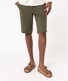 GEMO Bermuda homme coupe chino à taille élastiquée Vert