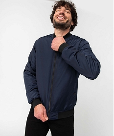 blouson homme rembourre avec finitions bord-cote bleuD344701_2