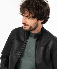 blouson homme biker en cuir imitation noirD345401_2