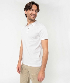 polo homme a manches courtes en maille piquee blancD346101_2