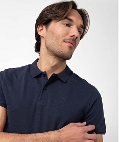 polo homme a manches courtes en maille piquee bleuD346301_2