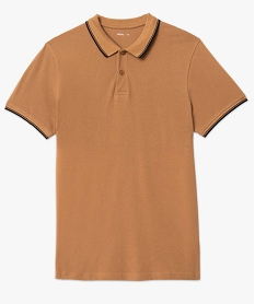 polo homme a manches courtes et finitions contrastantes brun polosD346401_4