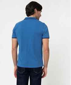 polo homme a manches courtes et finitions contrastantes bleuD346501_3