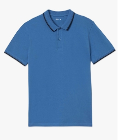 polo homme a manches courtes et finitions contrastantes bleu polosD346501_4