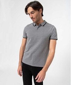 GEMO Polo à manches courtes et finitions contrastantes homme Gris