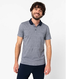 polo manches courtes a fines rayures homme bleu polosD346701_1