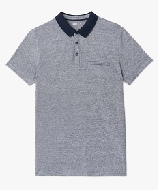 polo homme a fines rayures et manches courtes bleu polosD346701_4