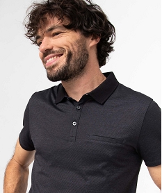 polo homme a fines rayures et manches courtes noir polosD346801_2