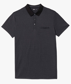 polo homme a fines rayures et manches courtes noir polosD346801_4