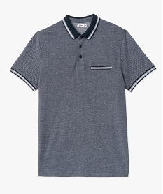 polo homme a manches courtes et petit motif bleu polosD347101_2